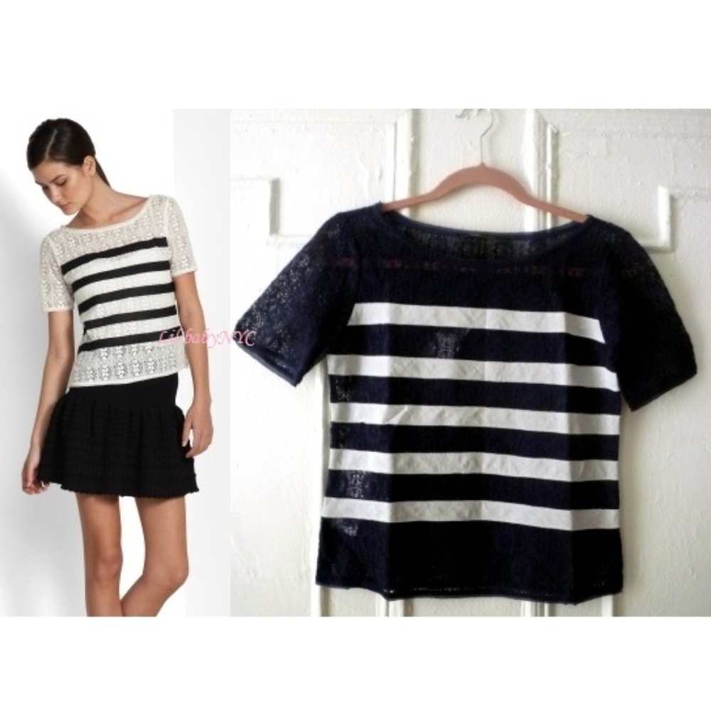 NWT BCBG Lace Stripe top XXS